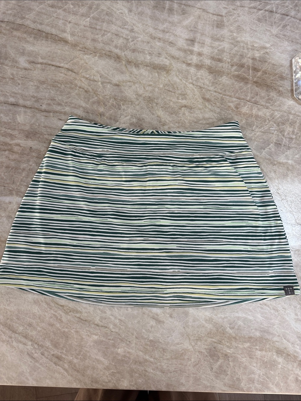 Title Nine Striped Green and White Women's Skirt with Built InUndershorts Size S